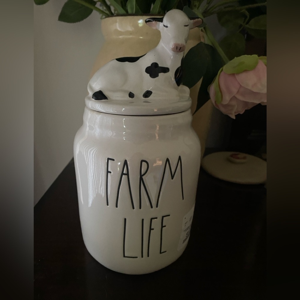 Rae Dunn Farm Life Cow Canister nwt